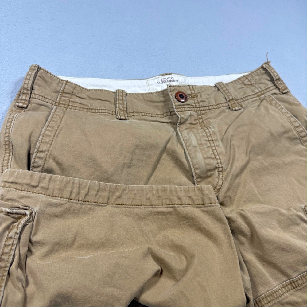 VTG Hollister Classic Cargo‎ Fit Shorts Mens 31 Khaki Tan Cotton Twill Pockets